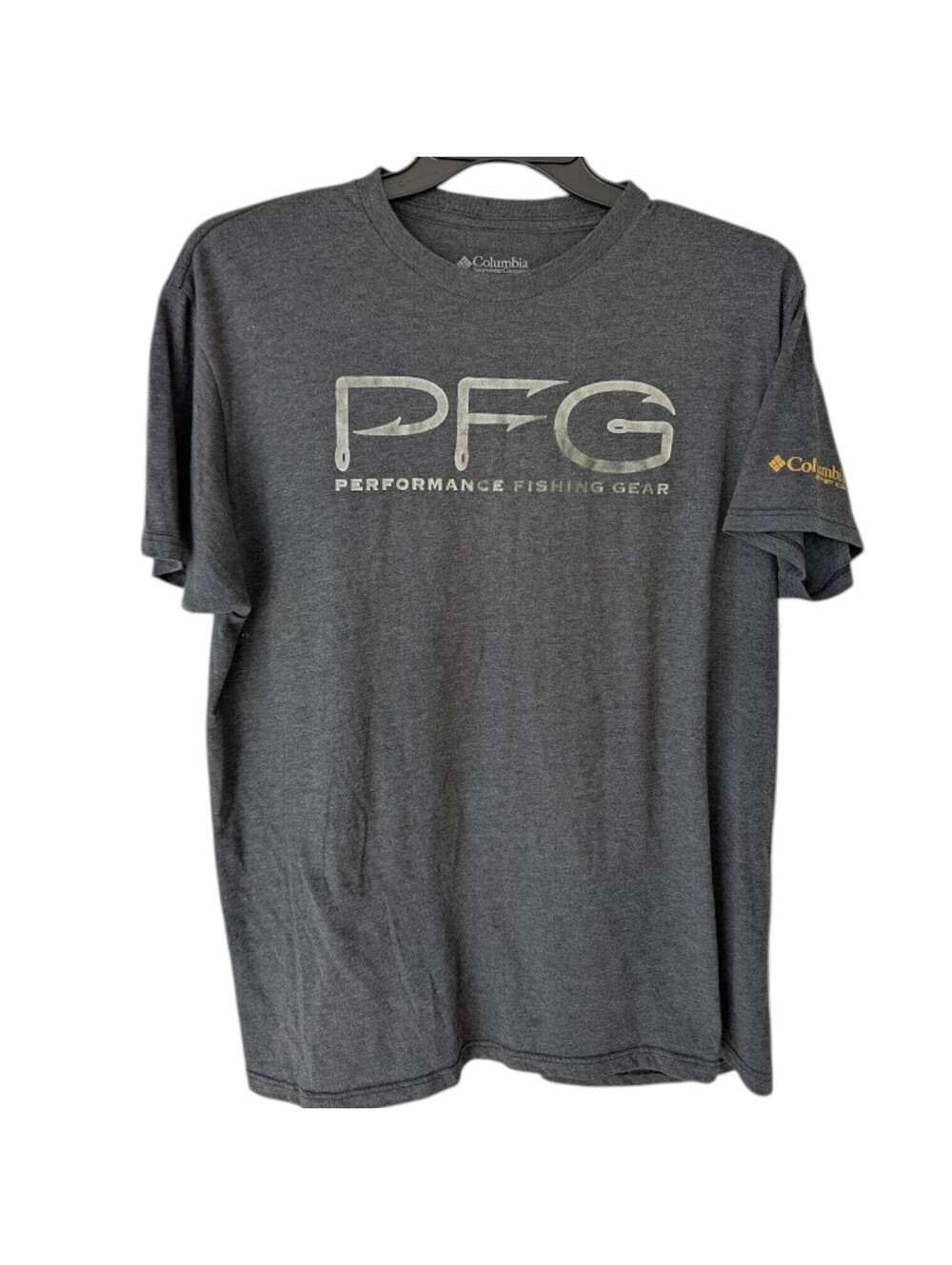 Columbia PFG Performance Fishing Gear T-Shirt Mens XL Gray Graphic Tee 23x29